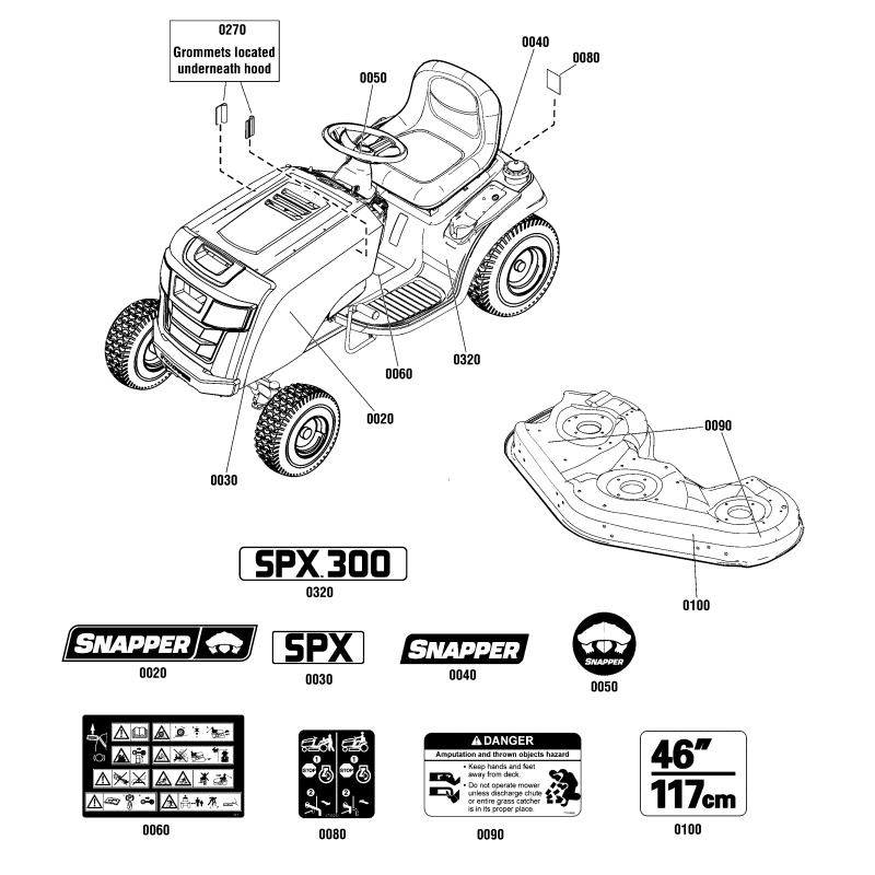 DECAL, SPX300 ZS1759912YP ORIGINAL SNAPPER