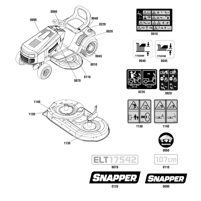 DECAL, Tunnel ZS1750191 ORIGINALE SNAPPER