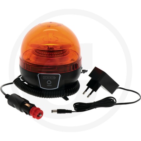 Faro rotante a batteria LED 12/24V fissaggio a magnete ventosa macchina agricola | Newgardenstore.eu