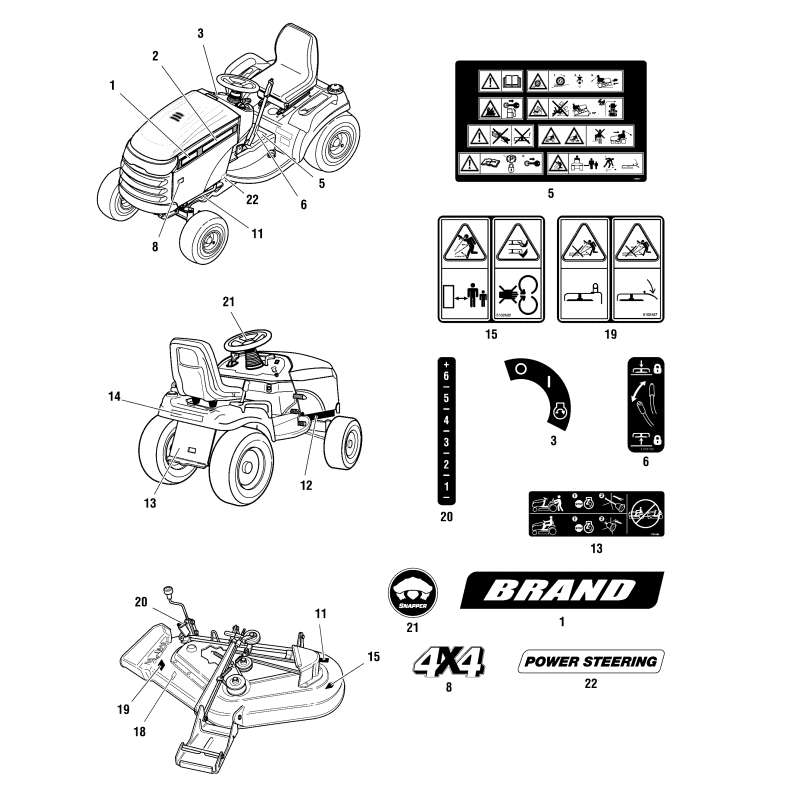 DECAL, Icona del volante ZS1739085YP ORIGINALE SNAPPER
