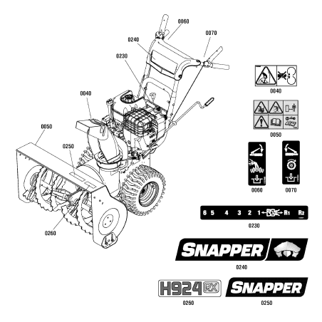 AUTOCOLLANT, Icônes de tarière de danger ZS1737867 ORIGINAL SNAPPER | Newgardenstore.eu