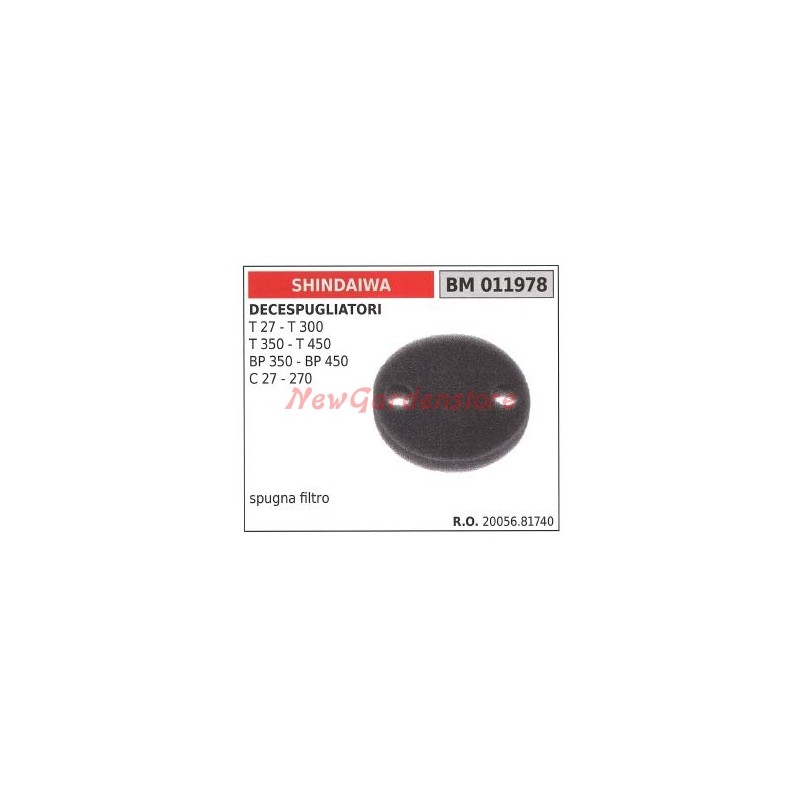 Filtro de aire de esponja SHINDAIWA para desbrozadora T 27 300 350 450 011978