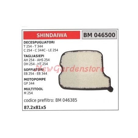 Filtro de aire SHINDAIWA para desbrozadora, cortasetos, soplador 046500 | Newgardenstore.eu