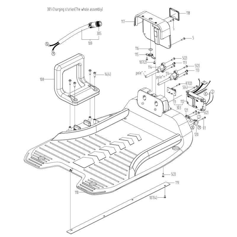 Base de carga PCB original Worx XR50023944