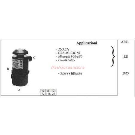 JLO oil filter for walking tractor L71 1121 | Newgardenstore.eu