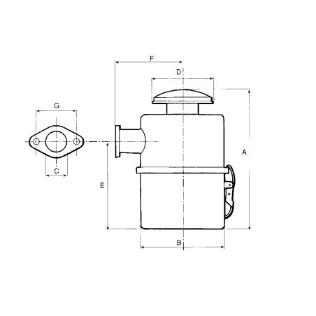 Filtre à air à bain d'huile avec connexion à bride pour moteur LOMBARDINI LDA 450