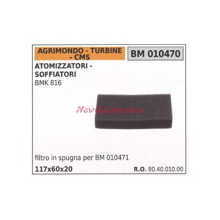 Filtro aria AGRIMONDO motore atomizzatore soffiatore BMK 816 010470 | Newgardenstore.eu