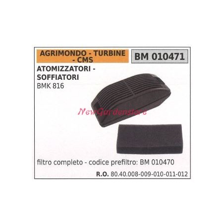 Filtro de aire AGRIMONDO motor atomizador soplador BMK 816 010471 | Newgardenstore.eu