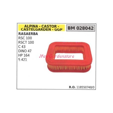 Filtro aria ALPINA motore rasaerba tosaerba tagliaerba RSC 100 RSCT 100 028042 | Newgardenstore.eu