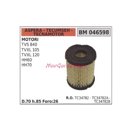 ASPERA air filter for TVS 840 lawn mower mower engine 046598 | Newgardenstore.eu