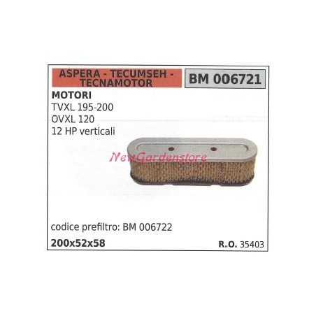 ASPERA Luftfilter für Rasenmähermotor TVXL 195-200 006721 | Newgardenstore.eu