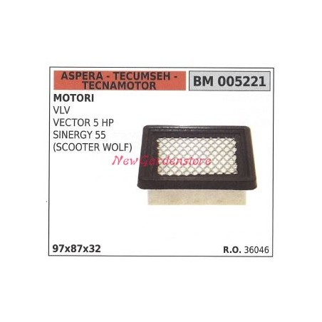 Filtro de aire ASPERA motor cortacésped VLV VECTOR 5 HP 005221 | Newgardenstore.eu