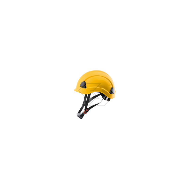 Yellow safety helmet with chin strap R342557