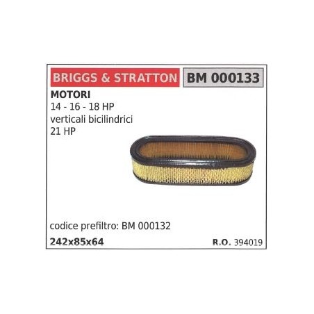 BRIGGS&STRATTON filtro aire cortacésped cortacésped 14 16 18HP vertical | Newgardenstore.eu