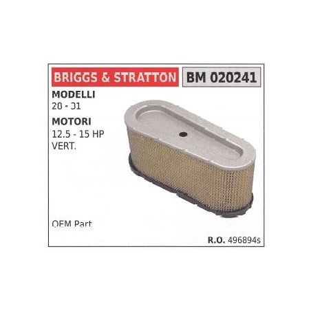 BRIGGS air filter compatible lawn mower mower 28 31 496894S | Newgardenstore.eu