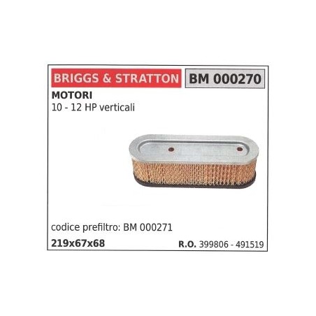 BRIGGS&STRATTON Luftfilter für Rasenmäher 10 12 PS VERTICAL | Newgardenstore.eu