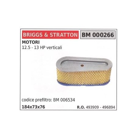 BRIGGS&STRATTON filtro aire cortacésped cortacésped 12,5 13CV vertical | Newgardenstore.eu