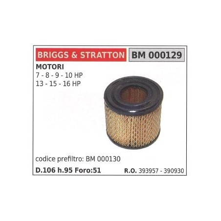 Air filter COMPATIBLE BRIGGS STRATTON lawn mower mower 7 9 hp 393957 390930 | Newgardenstore.eu