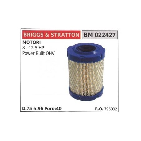 Luftfilter BRIGGS&STRATTON Rasenmäher Mäher 8 12,5 PS