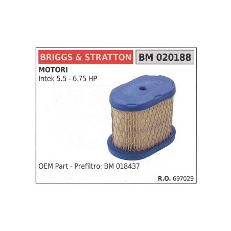 Filtre à air BRIGGS&STRATTON tondeuse à gazon tondeuse intek 5.5 6.75hp | Newgardenstore.eu