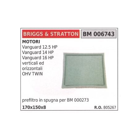 Filtre à air BRIGGS&STRATTON tondeuse vanguard 12.5 14 16HP | Newgardenstore.eu