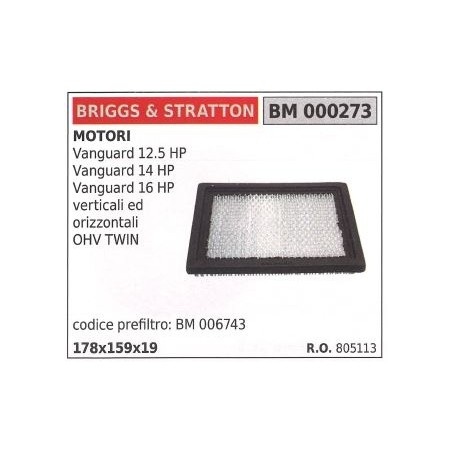 BRIGGS&STRATTON Luftfilter für Rasenmäher Vanguard 12.5HP | Newgardenstore.eu