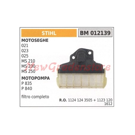 Filtro de aire STIHL para motosierra 021 023 025 MS 210 230 250 11241243505 11231201612 | Newgardenstore.eu