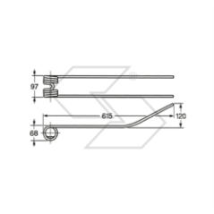 Spring for REPOSSI-LELY rotary rakes Large spring body A14204 | Newgardenstore.eu