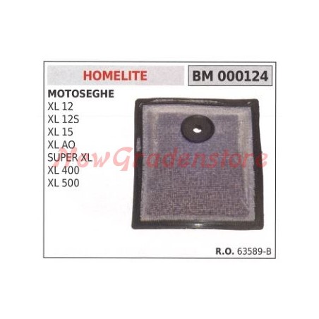 Filtro aria HOMELITE motosega XL 12 12S 15 AO 000124 | Newgardenstore.eu