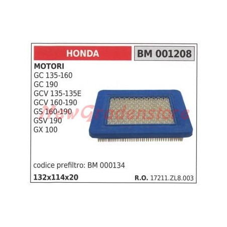 Air filter HONDA engines GC 135 160 190 001208 194040 | Newgardenstore.eu