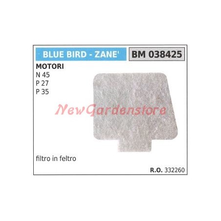 BLUE BIRD felt air filter for engines N 45 P 27 P 35 038425 | Newgardenstore.eu