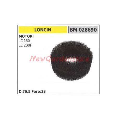 Filtre à air en éponge pour moteur de tracteur de pelouse LONCIN LC 160 200F 028690 | Newgardenstore.eu