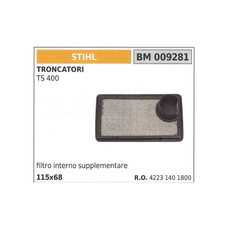 Filtre à air interne supplémentaire STIHL pour la tronçonneuse TS 400 TS400 009281 | Newgardenstore.eu