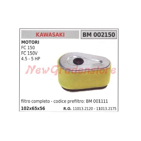 Filtro aria KAWASAKI motore FC 150 150V 4.5 5 HP 002150 | Newgardenstore.eu