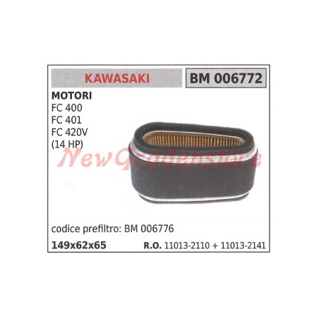 Filtro aria KAWASAKI motore FC 400 401 420V (14 HP) 006772 11013-2110 11013-2141 | Newgardenstore.eu