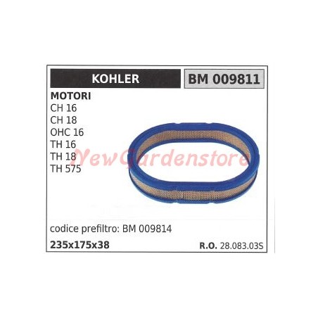 Filtro aria KOHLER trattorino rasaerba CH 16 18 OCH 16 TH 16 18 575 009811 | Newgardenstore.eu