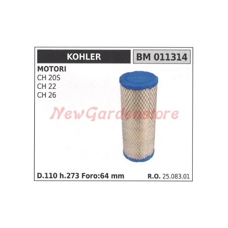 Filtro aria KOHLER trattorino rasaerba CH 20S 22 26 011314 | Newgardenstore.eu