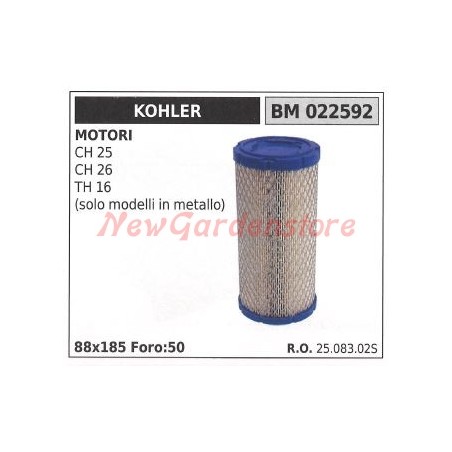 KOHLER Rasentraktor CH 25 26 TH 16 Luftfilter (nur Metallmodelle) 022592 | Newgardenstore.eu