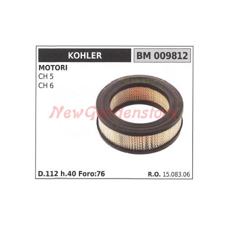 Filtro de aire KOHLER para tractor de césped CH 5 6 009812 | Newgardenstore.eu