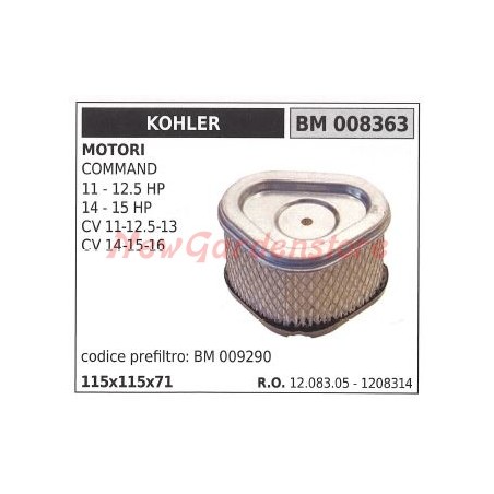 KOHLER filtre à air tracteur de pelouse COMMAND 11 12.5 HP 14 15 HP 008363 | Newgardenstore.eu