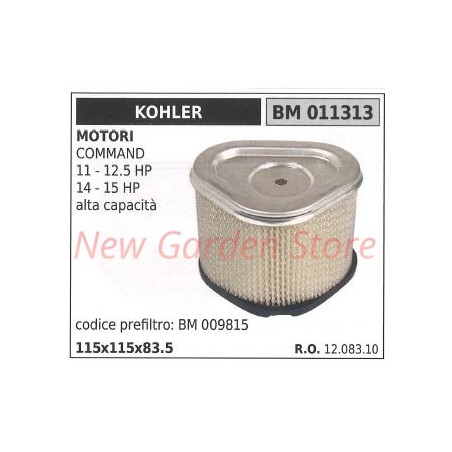 Filtro aria KOHLER trattorino rasaerba COMMAND 11 12.5 HP 14 15 HP 011313 | Newgardenstore.eu