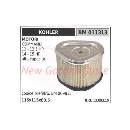 KOHLER Luftfilter Rasentraktor COMMAND 11 12,5 PS 14 15 PS 011313 | Newgardenstore.eu