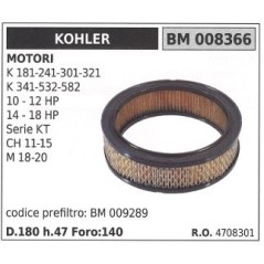 KOHLER filtre à air tracteur de pelouse K 181 241 301 321 532 582 008366