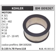 Filtro aria KOHLER trattorino rasaerba K 321 341 CV 17 25 009267 | Newgardenstore.eu