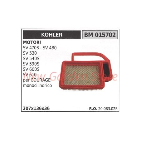 Filtro aria KOHLER trattorino SV 470S 480S 530 540S 590S 600S 610 015702 | Newgardenstore.eu