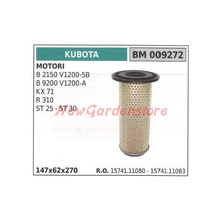 Filtro de aire KUBOTA motor B 2150 V1200-5B B 9200 V1200-A KX 71 009272 Motor K1105 | Newgardenstore.eu