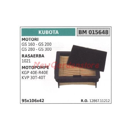 Filtro de aire KUBOTA motor GS 160 200 280 300 segadora 1021 015648 | Newgardenstore.eu