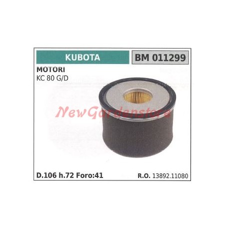 Filtro de aire KUBOTA motor KC 80 G/D 011299 | Newgardenstore.eu