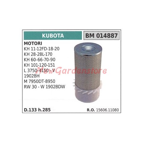 Filtro de aire motor KUBOTA KH 11 12FD 18 20 28 28L 170 60 66 70 014887 | Newgardenstore.eu