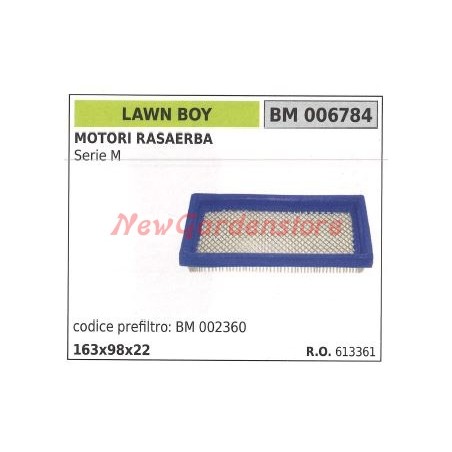 Filtre à air pour moteur de tondeuse à gazon LAWN BOY Série M 006784 | Newgardenstore.eu